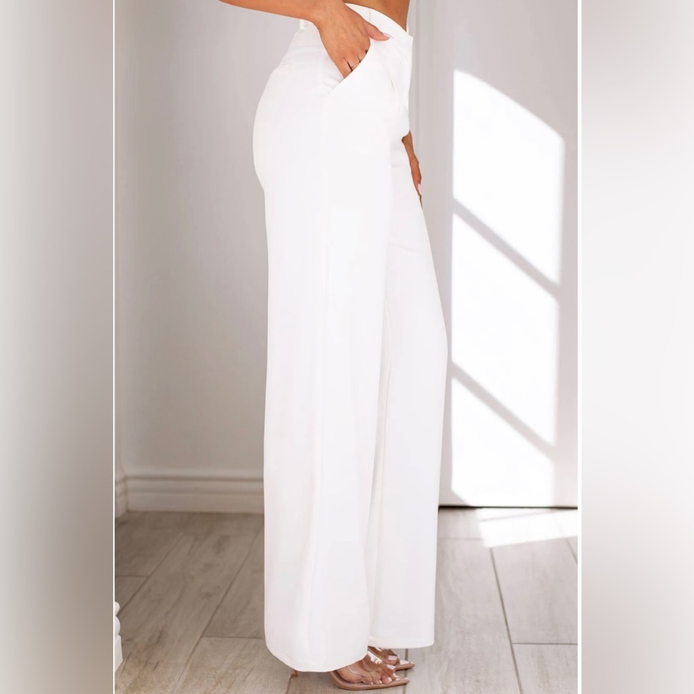 WHITE HIGH RISE PANTS - Picture 4 of 4